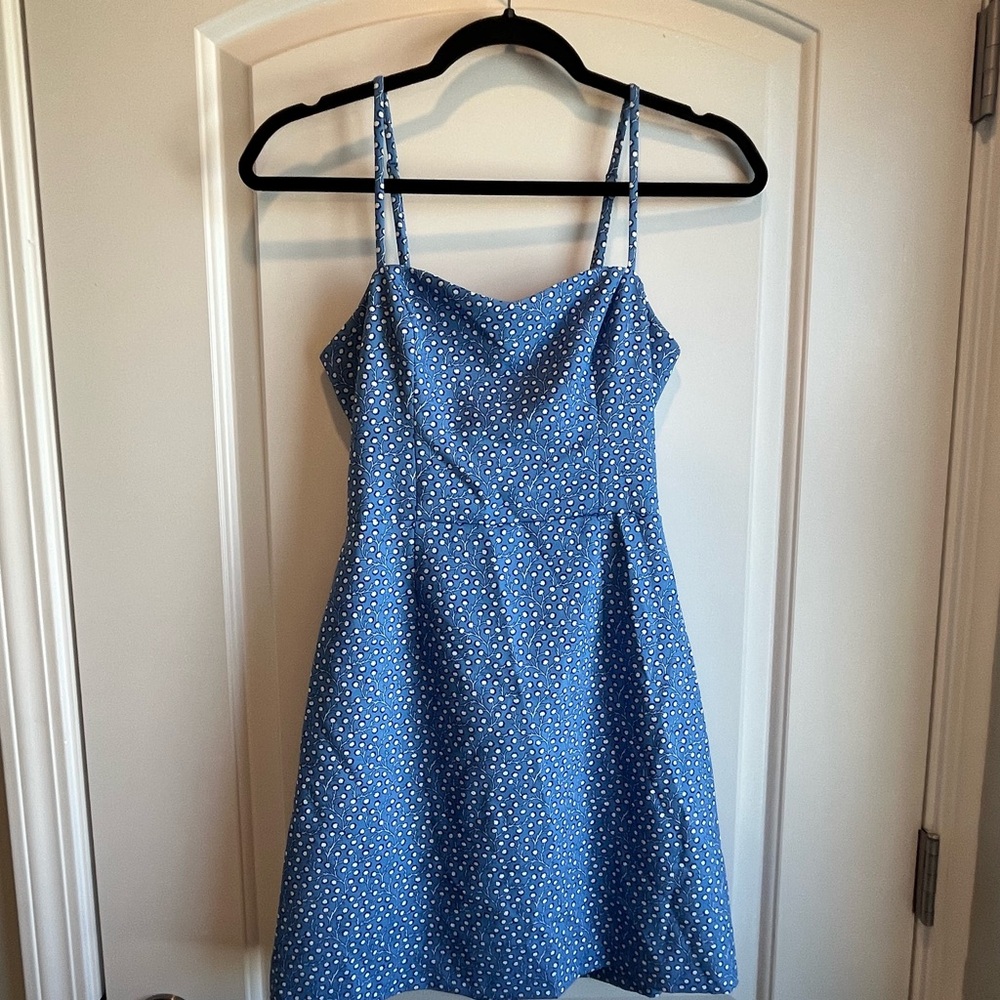 French Connection Blue Floral Tie-Back Cut-Out A-Line Mini Dress - 4 - Worn 1x
